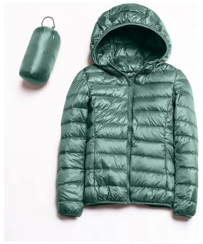 Girl Tie Women Warm Lightweight Hooded Windproof Winter Coat With Recycled Insulation Winter Slim Women Oversized Mint Green-...