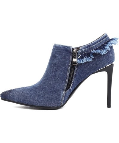 Women Cute Jeans Ankle Boots Thin High Heels Dressy Bootie Denim Pointed Toe 301 Blue $24.39 Boots