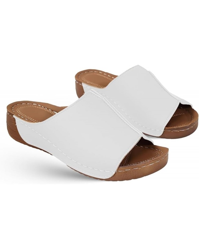 Summer Sandals For Women 2024 Trendy Casual Orthotic Flips Flops Arch Support Flat feet Orthopedic Slippers Slides White $12....