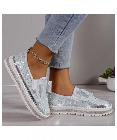 Womens Wide Dress Shoes Women's Sequin Bow Casual Shoes Slip On Casual Comfortable Shoes White Sandals Women Dressy Green $20...