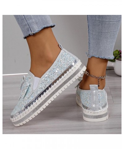 Womens Wide Dress Shoes Women's Sequin Bow Casual Shoes Slip On Casual Comfortable Shoes White Sandals Women Dressy Green $20...