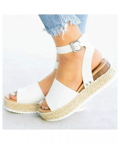 Women's Open Toes One Band Ankle Strap Low Chunky Heel Sandals Beach Sandal Open Toe Slip-On Casual Walking Sandals 08_white ...