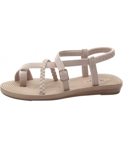 Women's Clip Straps Roman Cross Wild Toe Bottom Shoes Beach Flat Sandals Summer Women's Sandals Black Sandals Women 7.5 (Blac...