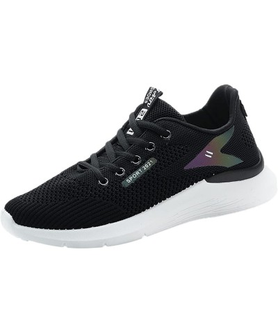 Woman Sneakers, Women's Shaking Shoes Mesh Flying Woven Breathable Casual Sports Shoes Z 15-black $15.12 Athletic Shoes