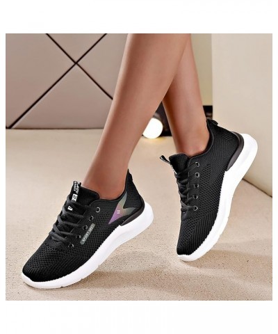 Woman Sneakers, Women's Shaking Shoes Mesh Flying Woven Breathable Casual Sports Shoes Z 15-black $15.12 Athletic Shoes