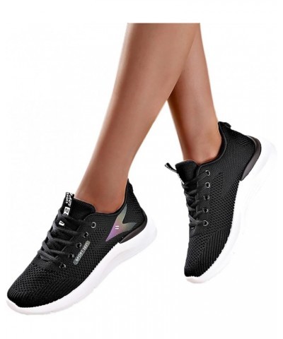 Woman Sneakers, Women's Shaking Shoes Mesh Flying Woven Breathable Casual Sports Shoes Z 15-black $15.12 Athletic Shoes