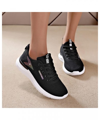 Woman Sneakers, Women's Shaking Shoes Mesh Flying Woven Breathable Casual Sports Shoes Z 15-black $15.12 Athletic Shoes