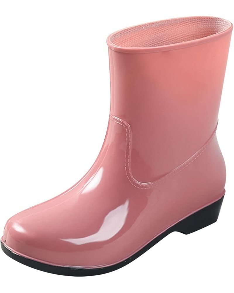 Women Shoes Short Rain Boots For Womens Ankle Rainboot Slip On Garden Boot Rubber Shoes Nonstop Shoes Women's Pink $11.87 Out...