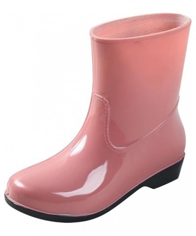 Women Shoes Short Rain Boots For Womens Ankle Rainboot Slip On Garden Boot Rubber Shoes Nonstop Shoes Women's Pink $11.87 Out...