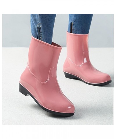 Women Shoes Short Rain Boots For Womens Ankle Rainboot Slip On Garden Boot Rubber Shoes Nonstop Shoes Women's Pink $11.87 Out...