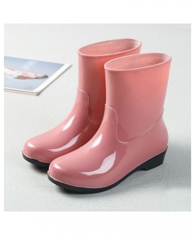 Women Shoes Short Rain Boots For Womens Ankle Rainboot Slip On Garden Boot Rubber Shoes Nonstop Shoes Women's Pink $11.87 Out...