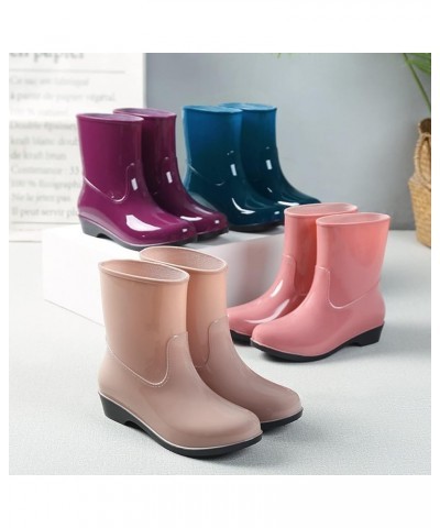 Women Shoes Short Rain Boots For Womens Ankle Rainboot Slip On Garden Boot Rubber Shoes Nonstop Shoes Women's Pink $11.87 Out...