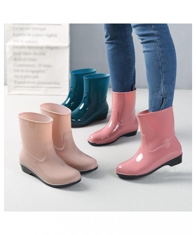 Women Shoes Short Rain Boots For Womens Ankle Rainboot Slip On Garden Boot Rubber Shoes Nonstop Shoes Women's Pink $11.87 Out...