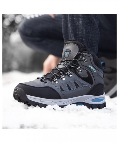 Winter Men Boots Thick Warm Snow Boots PU Waterproof Couples Snow Boot Outdoor Rubber Non-Slip Sole Lace-Up Cotton Shoes (Col...