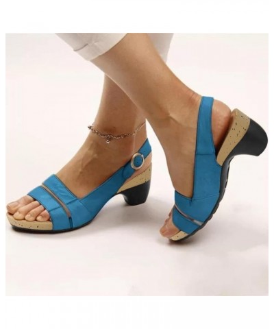 Summer Sandals for Women 2024 Trendy Shoes Sandals for Women Elegant Comfortable Open Toe Low Chunky Heel Sandals Sandals1-bl...