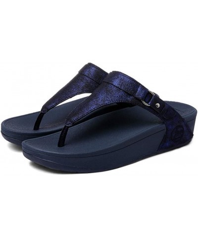 Women's Summer T-Strap Thong Platform Slide Sandals Casual Outdoor Anti-Slip Beach Flip Flops Blue $20.16 Sandals