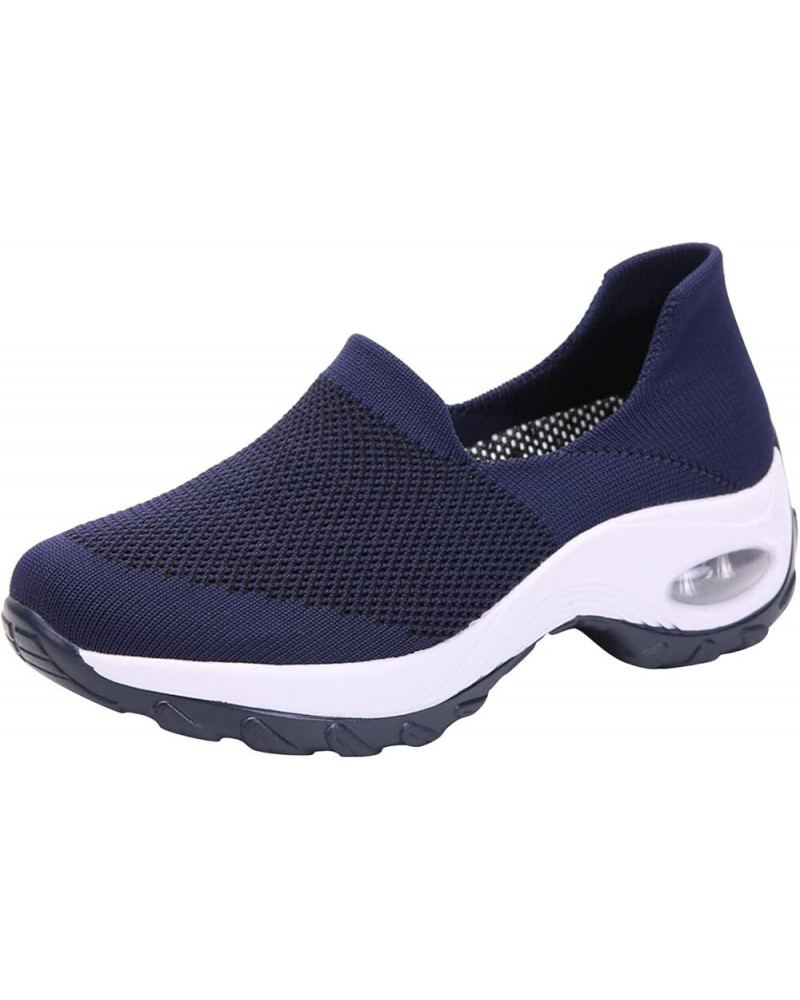 Womens Sneakers Christmas, Casual Shoes for Women,Slip-on Loafers Walking Shoes Flats Tennis Shoes Sneakers Blue-h $20.17 Ath...