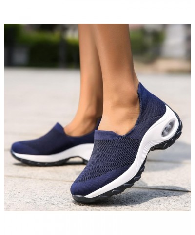 Womens Sneakers Christmas, Casual Shoes for Women,Slip-on Loafers Walking Shoes Flats Tennis Shoes Sneakers Blue-h $20.17 Ath...