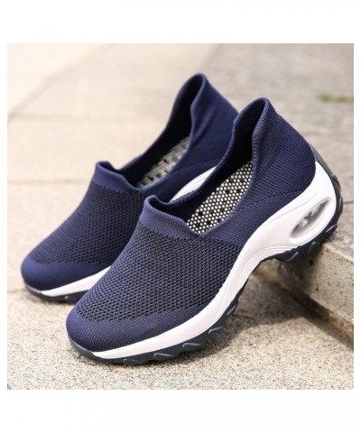 Womens Sneakers Christmas, Casual Shoes for Women,Slip-on Loafers Walking Shoes Flats Tennis Shoes Sneakers Blue-h $20.17 Ath...