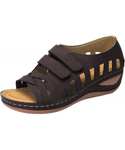 Womens Sandals Comfortable Vintage Wedges Orthopedic Sandals Roma Shoes Summer Breathable Sexy Wide Width Sandals Brown $13.7...