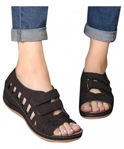 Womens Sandals Comfortable Vintage Wedges Orthopedic Sandals Roma Shoes Summer Breathable Sexy Wide Width Sandals Brown $13.7...