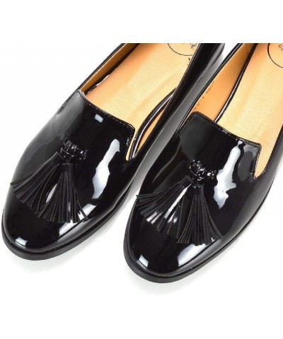 Womens Flat Penny Loafers Ladies Slip On Tassel Detail Smart Formal Mocassins Shoes Black Patent $16.73 Loafers & Slip-Ons