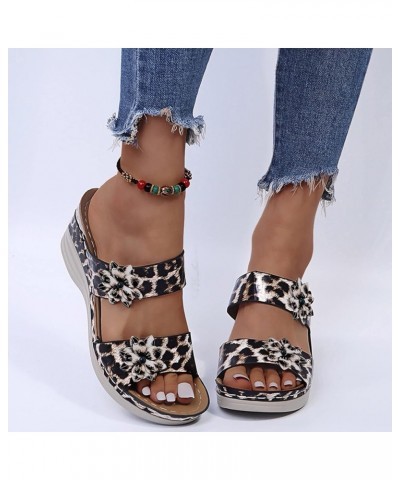 Wedge Sandals for Women Dressy, Summer Sandals for Women 2024 Leopard Print Open Toe Sandals with Arch Support Brown $14.78 A...