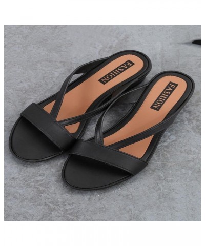 Wedge Slides for Women, Women's Slip on Low Wedge Sandal Flat Open Toe Comfort Backless Walking Casual Beach Sandal Solid Fas...