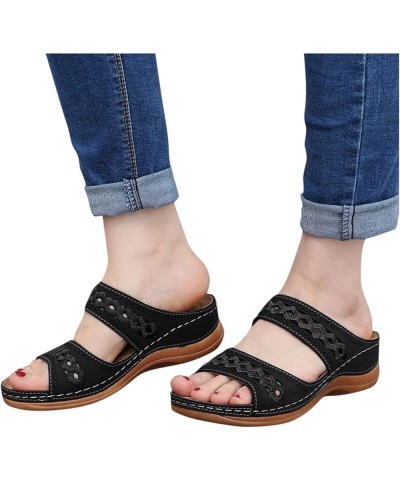 Wedges Summer For Women Sliders Women's Shoes Slip Shoes Strap Fashion Slippers On Slip on Shoes for Women Sandals Black $16....