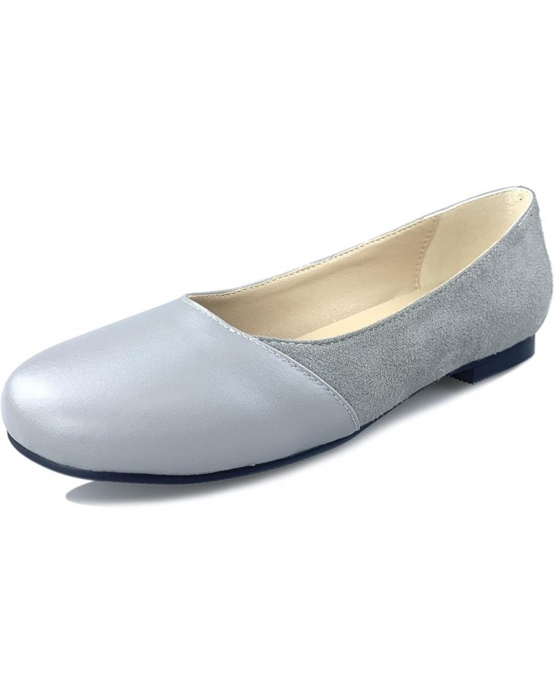 Women Comfortable Round Toe Work Walking Ballet Flats Grey $27.01 Flats