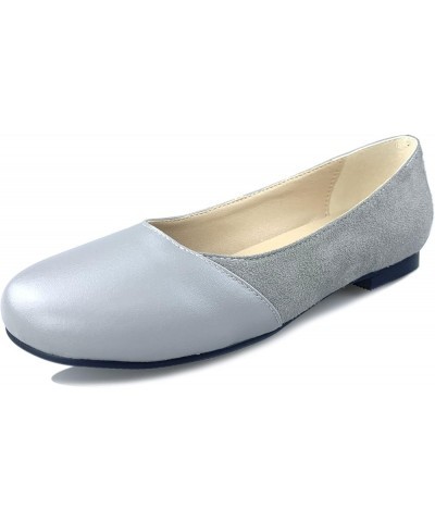 Women Comfortable Round Toe Work Walking Ballet Flats Grey $27.01 Flats