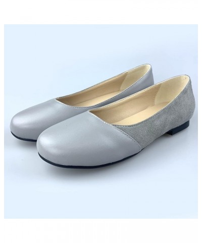 Women Comfortable Round Toe Work Walking Ballet Flats Grey $27.01 Flats