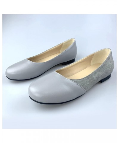 Women Comfortable Round Toe Work Walking Ballet Flats Grey $27.01 Flats