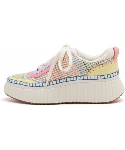 Women Lace Up Platform Woven Sneakers Comfortable Casual Fashion Sneaker Low Top Chunky Walking Shoes Multicolor $28.70 Fashi...