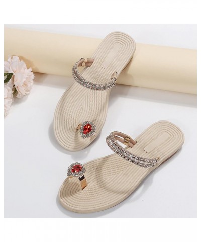 Womens Arch Support Thick Cushion Flip Flop Open Toe Sandals Buckle Beaded Flower Rhinestone Espadrilles Wedge Shoes 170-ixpy...