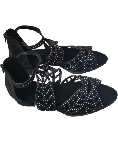 Womens Hollow Out Sandals Rhinestone Fish Mouth Thick High Heeled Sandal Shoes Back Zipper Bag Heel Fashion Shoe Z-941 Black ...