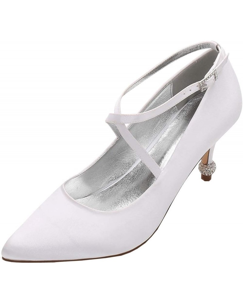 Womens Slip On Wedding Shoes for Bride Dress Party Office Sandals Cross Strap Pumps White $36.84 Pumps