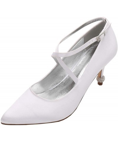 Womens Slip On Wedding Shoes for Bride Dress Party Office Sandals Cross Strap Pumps White $36.84 Pumps