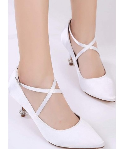 Womens Slip On Wedding Shoes for Bride Dress Party Office Sandals Cross Strap Pumps White $36.84 Pumps