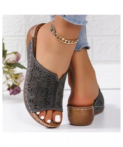 Fashion Sandals For Women Walking Slippers with Arch Surpport Orthopedic Wedge Sandals Women Open Toe Hollow Out Leather Sand...