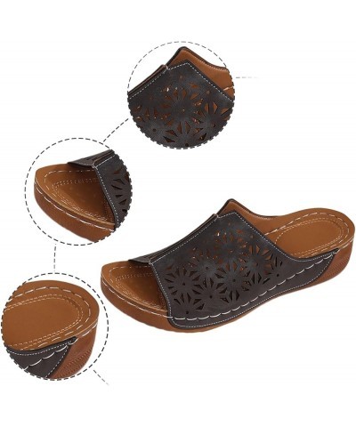 Fashion Sandals For Women Walking Slippers with Arch Surpport Orthopedic Wedge Sandals Women Open Toe Hollow Out Leather Sand...