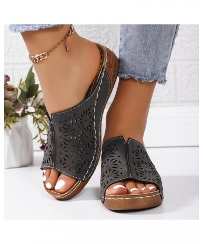 Fashion Sandals For Women Walking Slippers with Arch Surpport Orthopedic Wedge Sandals Women Open Toe Hollow Out Leather Sand...