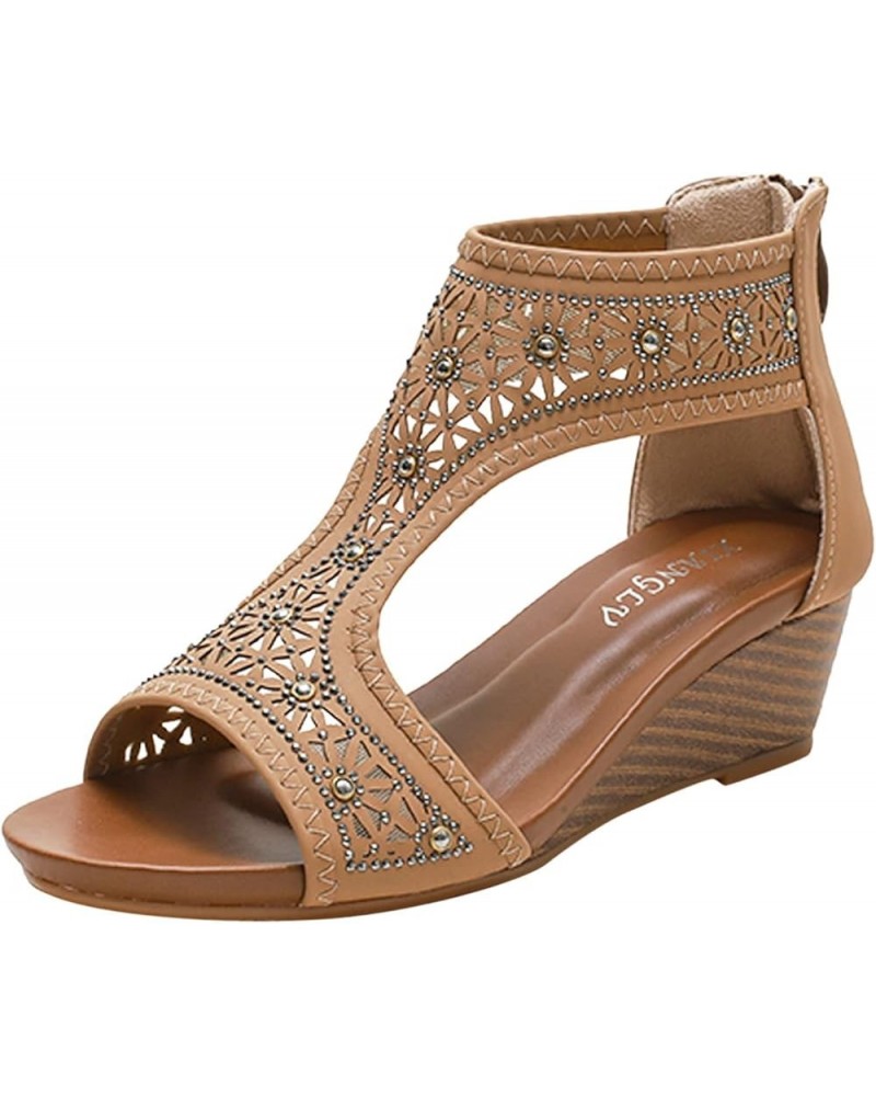 Women's Wedge Heel Open Toe Peep Toe Foreign Trade Roman Style Sandals Z 03-a $17.16 Sandals