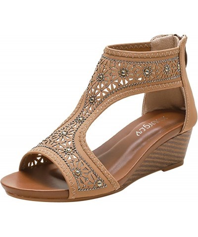 Women's Wedge Heel Open Toe Peep Toe Foreign Trade Roman Style Sandals Z 03-a $17.16 Sandals