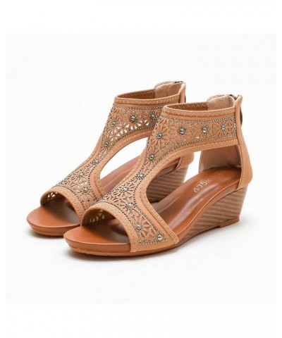 Women's Wedge Heel Open Toe Peep Toe Foreign Trade Roman Style Sandals Z 03-a $17.16 Sandals