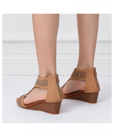 Women's Wedge Heel Open Toe Peep Toe Foreign Trade Roman Style Sandals Z 03-a $17.16 Sandals