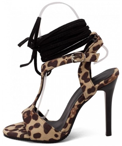 Women Gladiator Strappy Lace-Up Dress Sandals with Open Toe and Stilettos for Party/Dating Leopard $25.90 Sandals