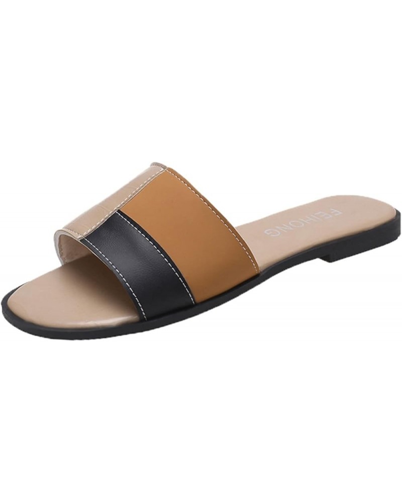 Arch Support Sandals for Women Leather Fashion Summer Toe Flat Casual Folded Bohemian Open Slippers Shoes Women's Slipper (Bl...