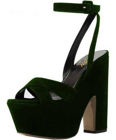 Women's Suede Ankle Strap Buckle Dating Dress Platform Peep Open Toe Chunky High Heels Pumps Size 4-15 US Green $41.26 Sandals