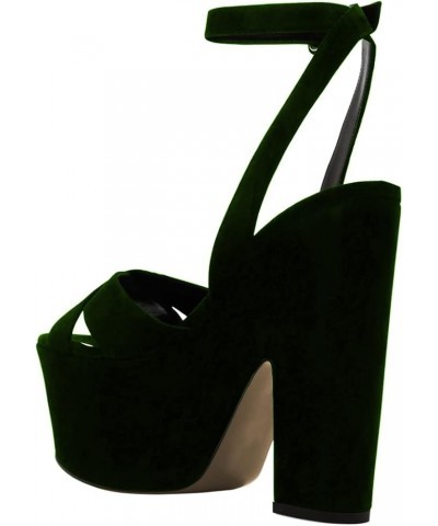 Women's Suede Ankle Strap Buckle Dating Dress Platform Peep Open Toe Chunky High Heels Pumps Size 4-15 US Green $41.26 Sandals